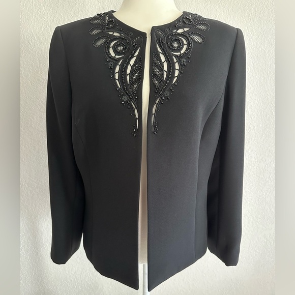 Tahari Black Embellished Evening Jacket - Picture 1 of 5